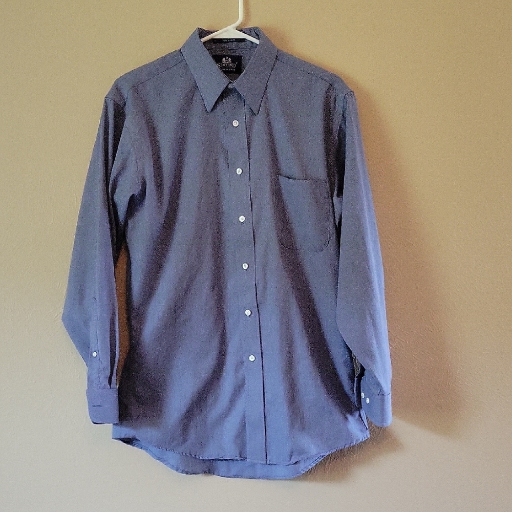 Stafford Blue Dress Shirt Long Sleeve Classic